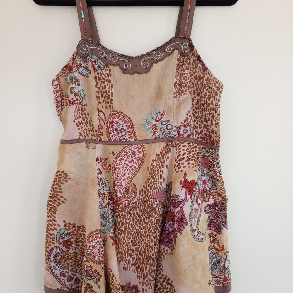 Like New Fancy Flowy Animal Print and Flowered Tank Size M